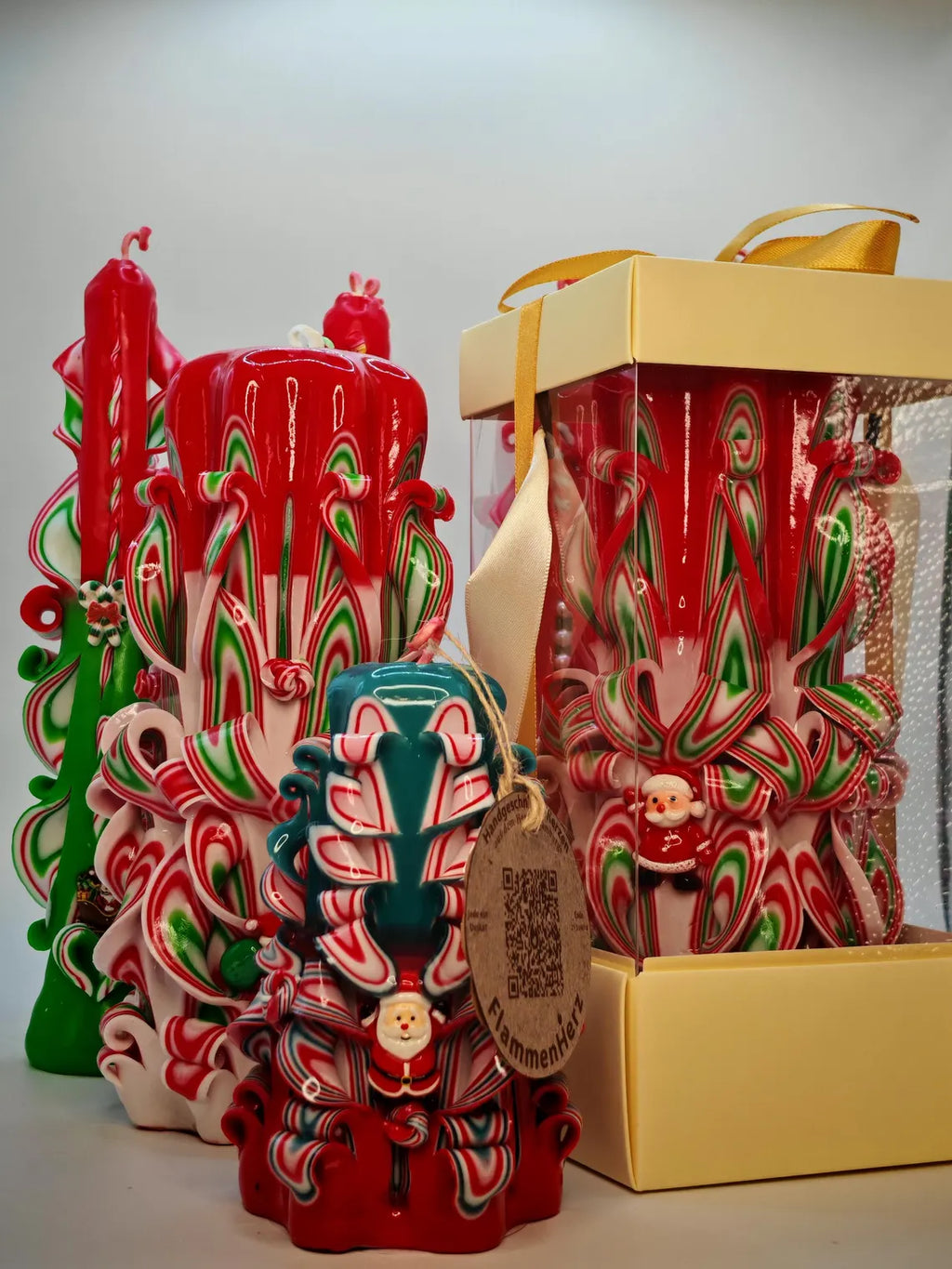Geschenkverpackung für handgeschnitzte Kerzen – elegante Verpackung für besondere Anlässe