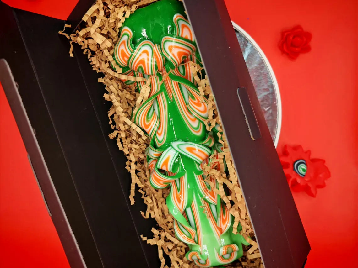Geschenkverpackung für handgeschnitzte Kerzen – elegante Verpackung für besondere Anlässe