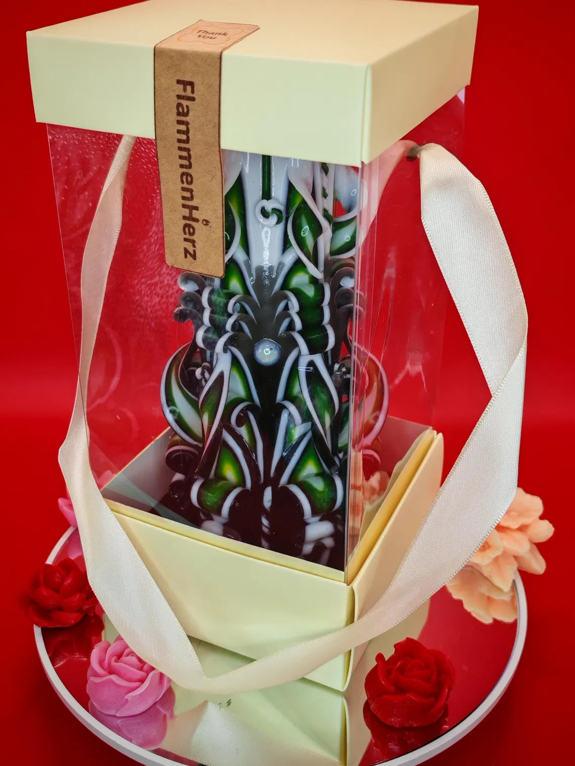 Geschenkverpackung für handgeschnitzte Kerzen – elegante Verpackung für besondere Anlässe