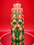 Handgeschnitzte Kerze – geruchlos, handgemacht & mehrfarbig, Weihnachtsdeko, Wohndeko, Geschenk für Sie und Ihn (Grande Pyramide: 22x11 cm)