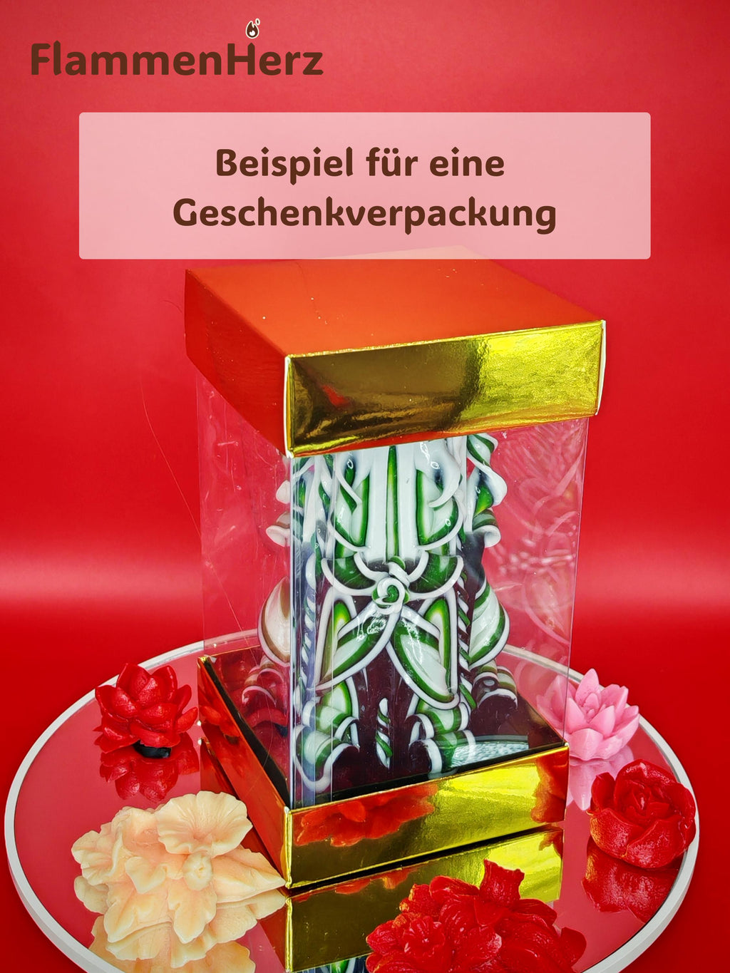 Handgeschnitzte Kerze  – geruchlos, handgemacht & bunt, Herbstdeko Kerze, Luxus Wohndeko, Geschenkidee (Petit Pyramide ~ 12 x 8 cm)