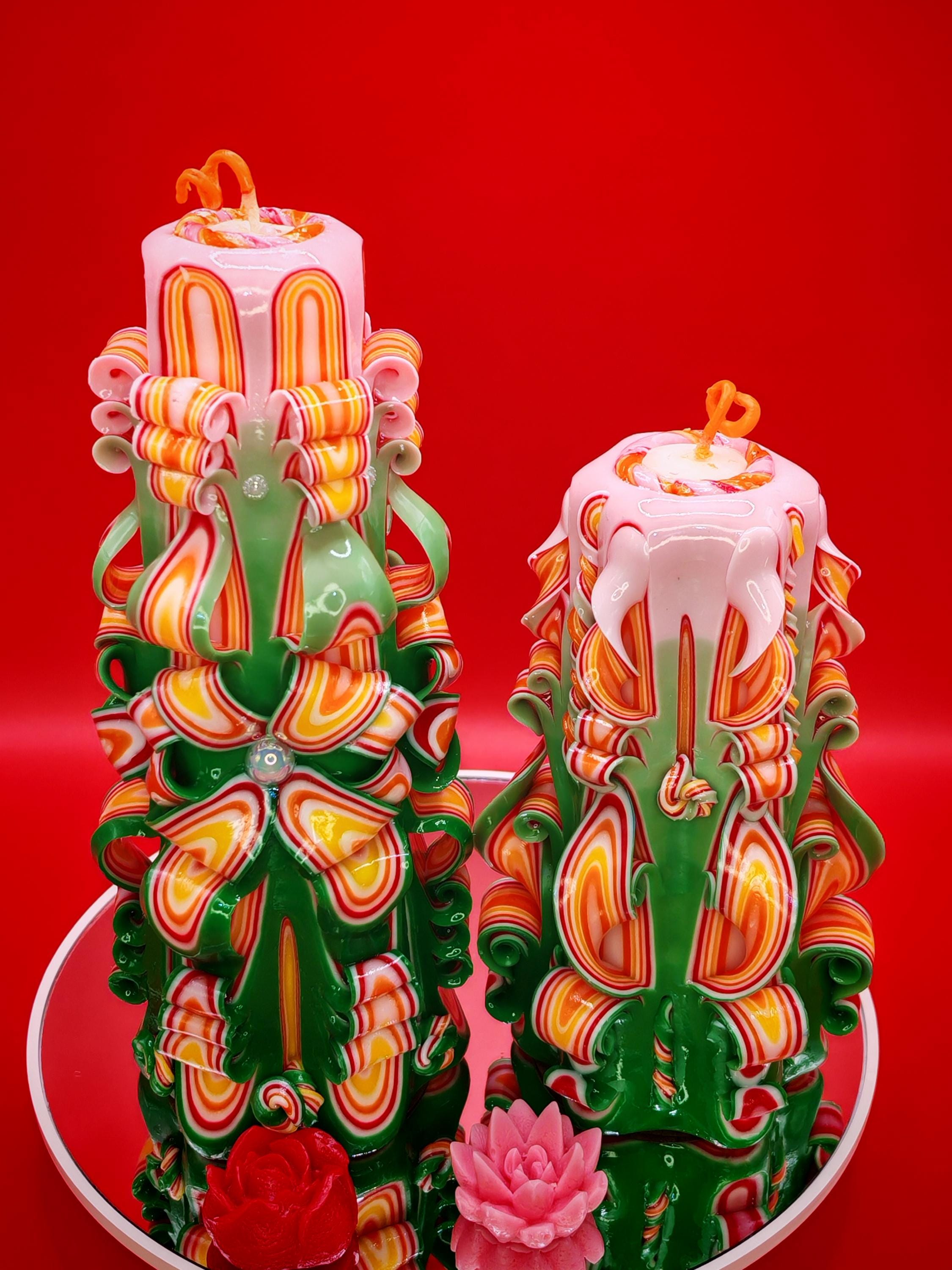 Hand-carved candles made with love – unscented, set or individually