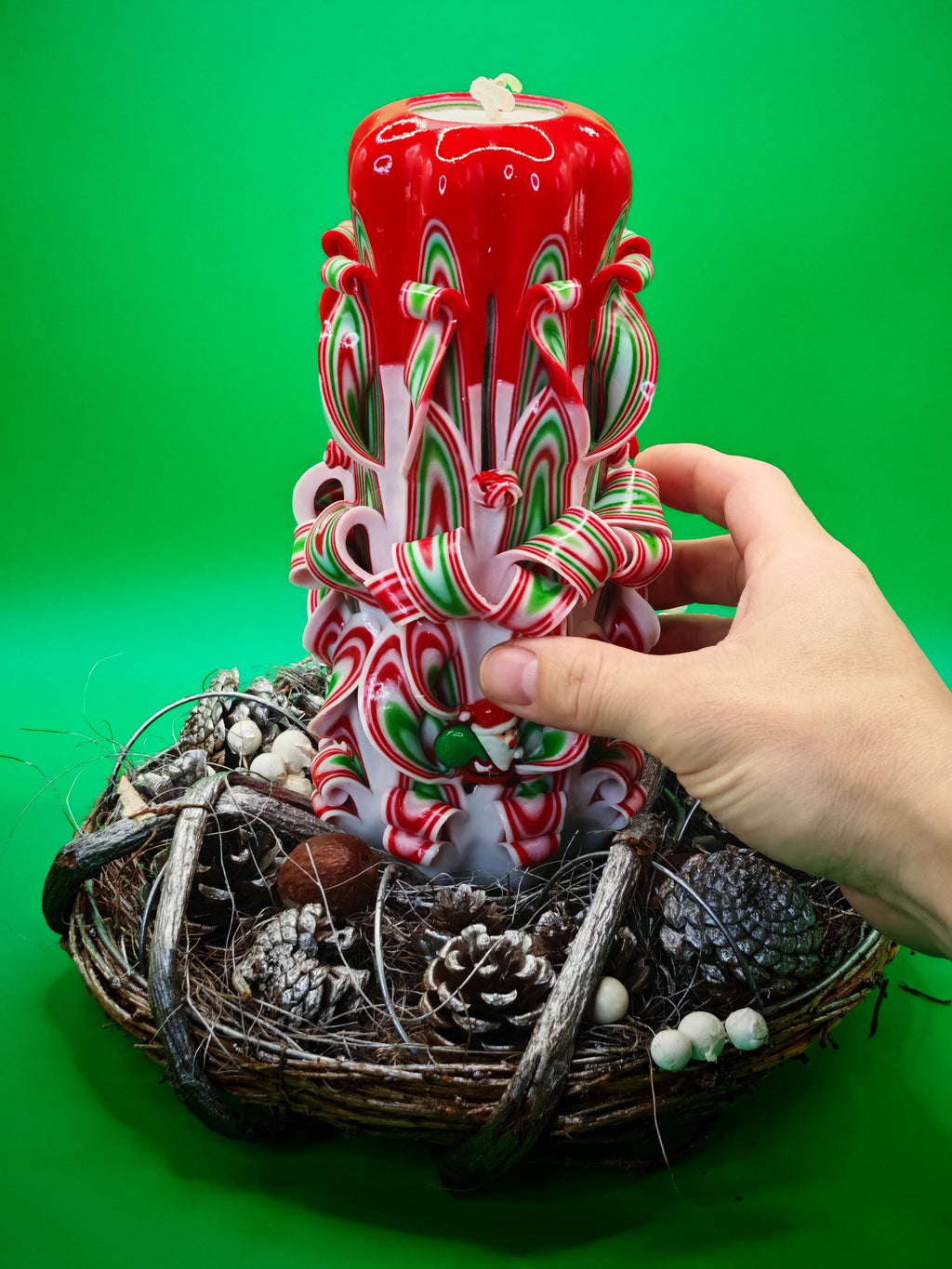 Handgeschnitzte Kerze – geruchsneutral. Die schönste Weihnachtsdeko für jedes Zuhause (Grande Aurora: ~ 22 x 13 cm)