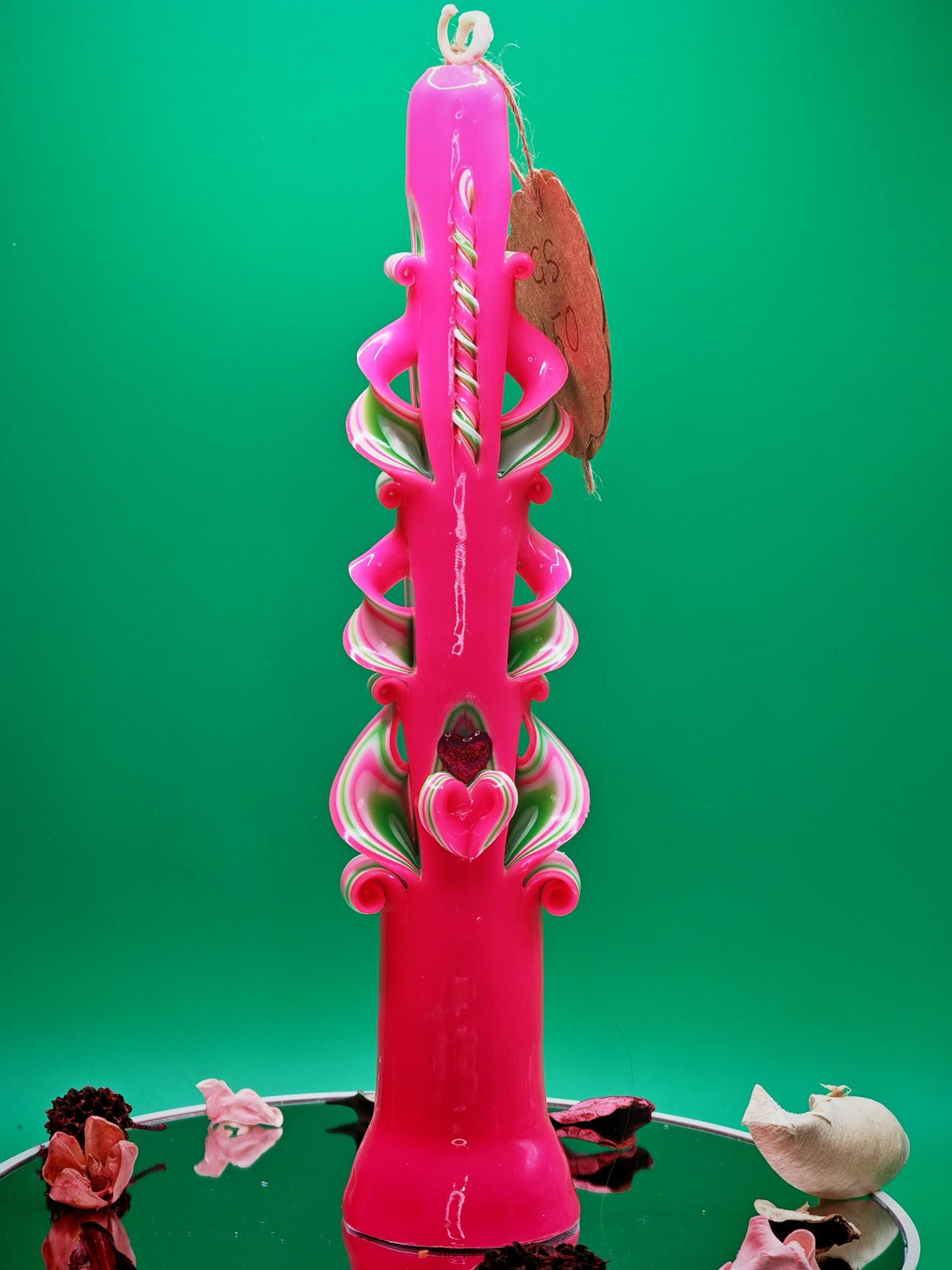Handgeschnitzte Pyramidenkerzen – Pink & Mint – einzigartiges Deko-Highlight, geruchlos (Set oder einzeln), bunte Blickfänger für jede Deko