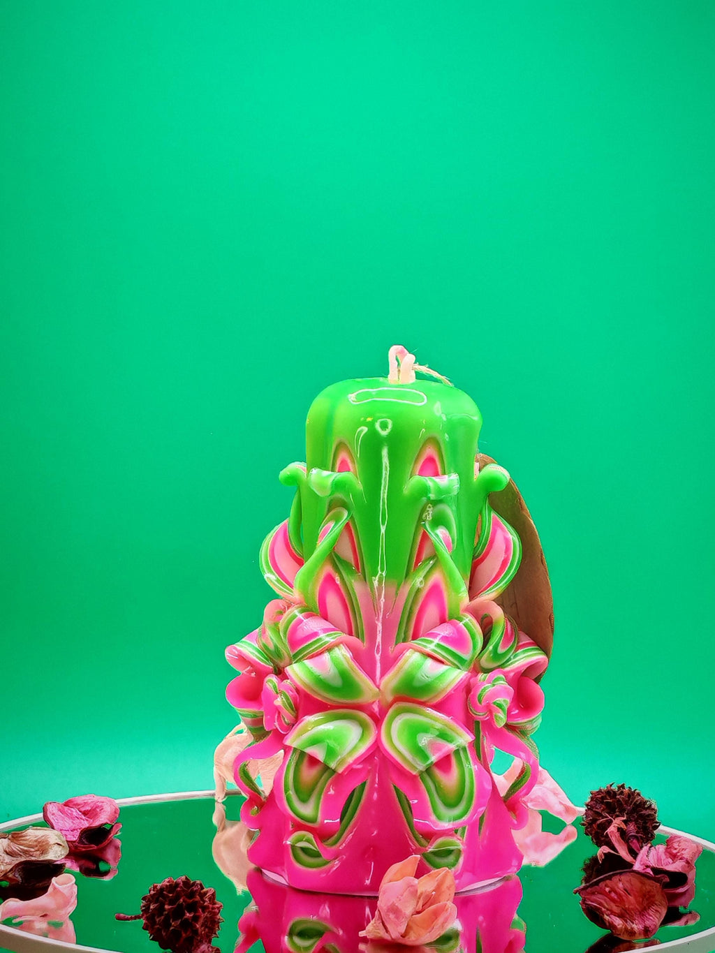 Handgeschnitzte Pyramidenkerzen – Mint & Pink  – einzigartiges Deko-Highlight (Set oder einzeln), bunte Blickfänger für jede Deko