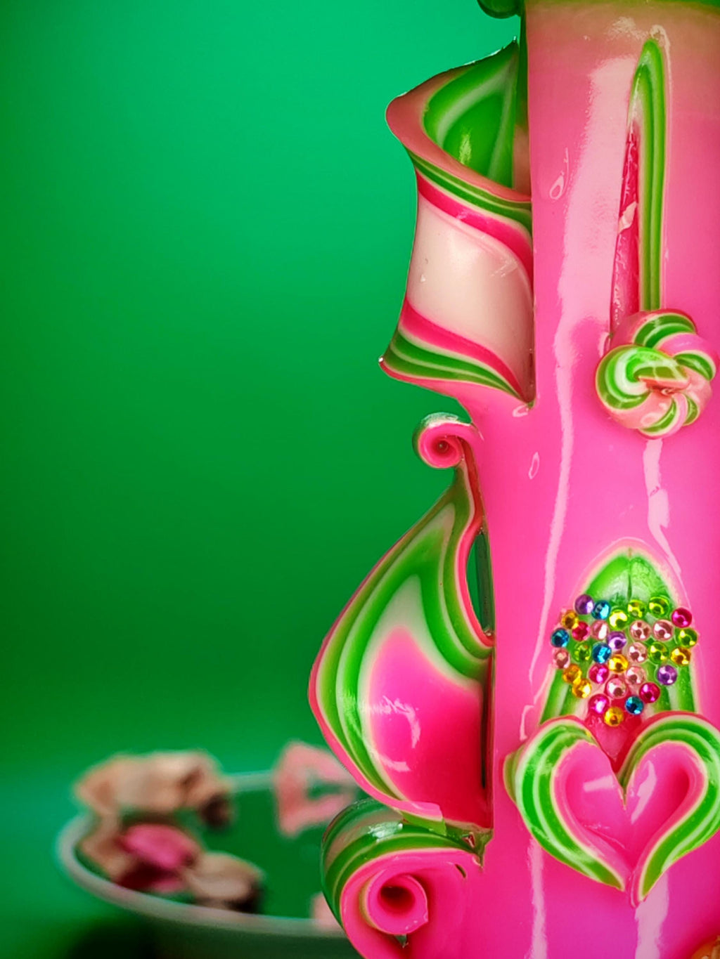 Handgeschnitzte Pyramidenkerzen – Mint & Pink  – einzigartiges Deko-Highlight (Set oder einzeln), bunte Blickfänger für jede Deko