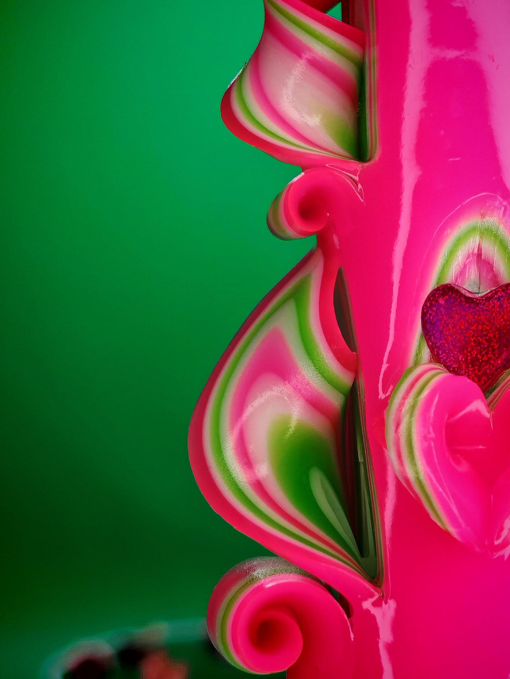 Handgeschnitzte Pyramidenkerzen – Pink & Mint – einzigartiges Deko-Highlight, geruchlos (Set oder einzeln), bunte Blickfänger für jede Deko