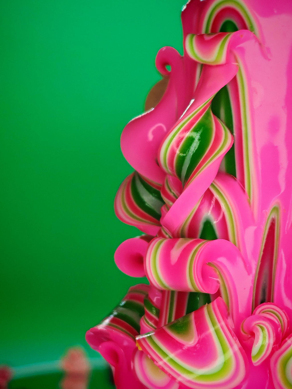 Handgeschnitzte Pyramidenkerzen – Pink & Mint – einzigartiges Deko-Highlight, geruchlos (Set oder einzeln), bunte Blickfänger für jede Deko