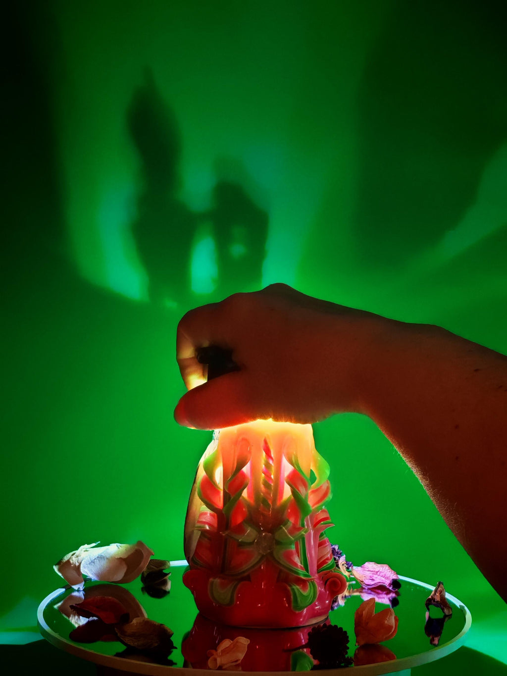 Handgeschnitzte Pyramidenkerzen – Mint & Pink  – einzigartiges Deko-Highlight (Set oder einzeln), bunte Blickfänger für jede Deko