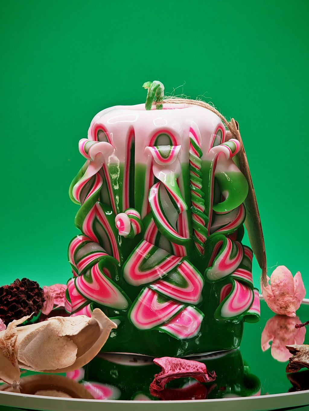 Handgeschnitzte Kerze  – geruchlos, Luxus Wohndeko, Bunte Einzigartige Handarbeit, Geschenkidee für Hochzeit (Mini Classic: ~ 9 x 6 cm)