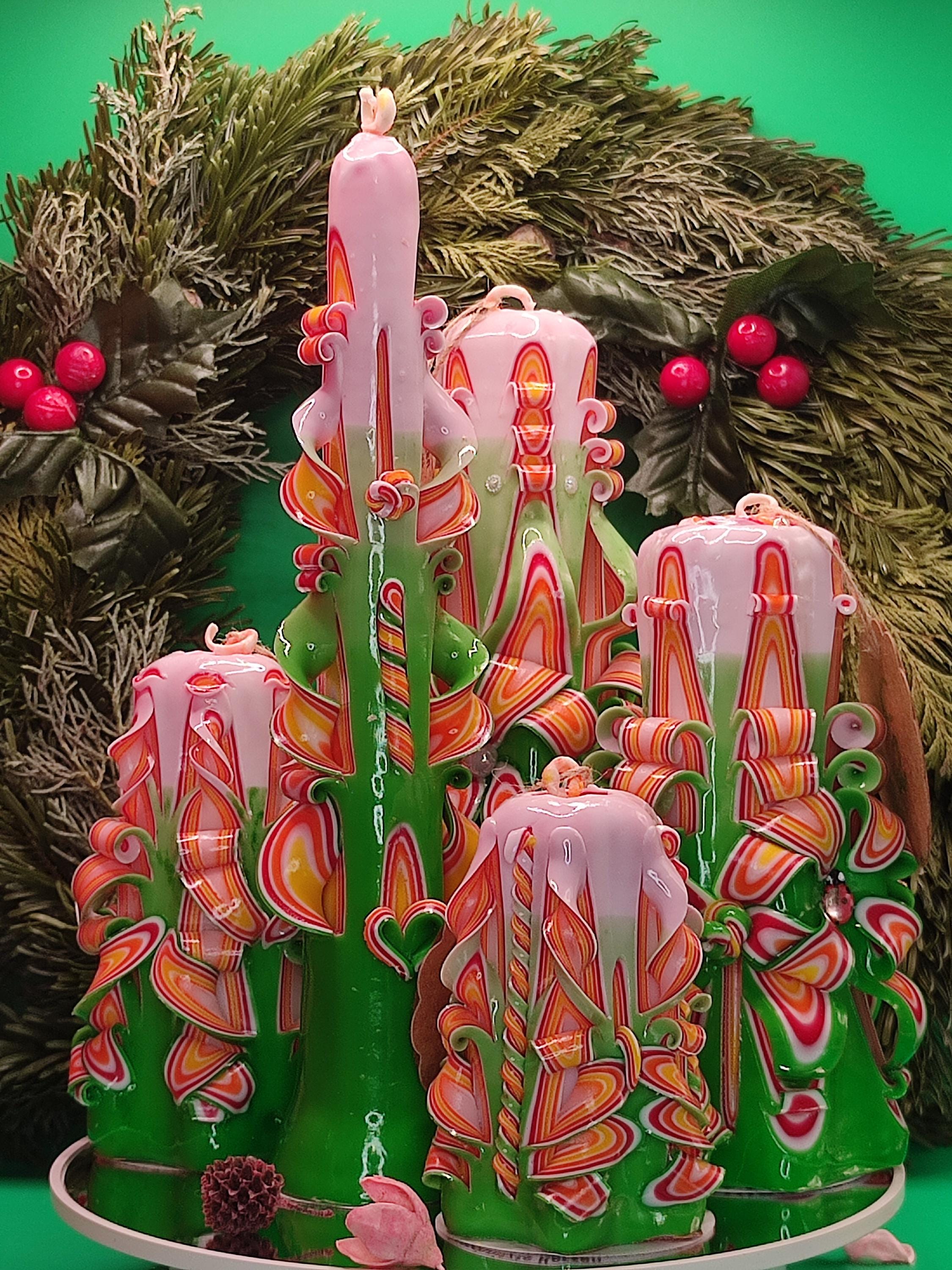 Hand-carved candles made with love – unscented, set or individually