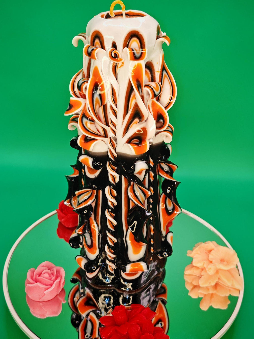 Hand-carved candle – unscented, handmade and colourful, contrast Candle (Grande Pyramide ~ 22x10cm)
