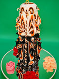 Hand-carved candle – unscented, handmade and colourful, contrast Candle (Grande Pyramide ~ 22x10cm)
