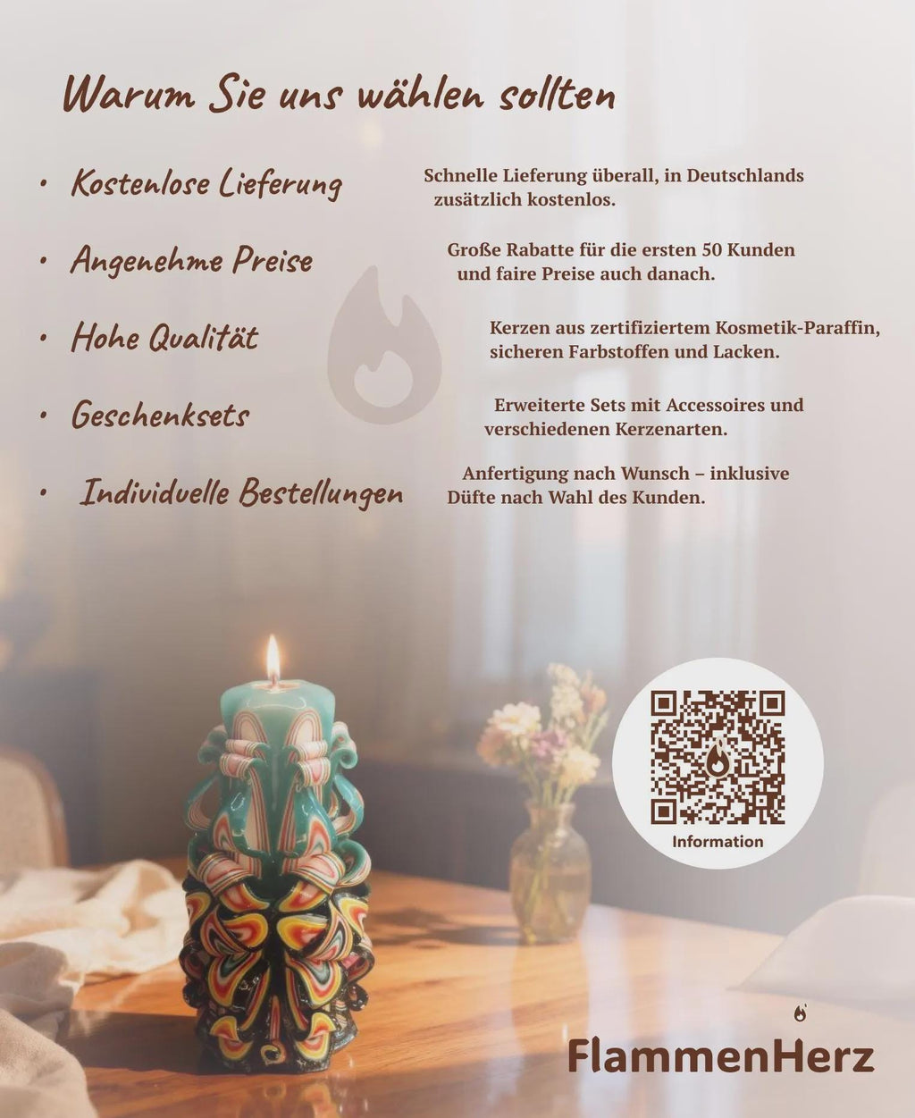 Handgeschnitzte Kerzen Set – geruchlos, handgemacht & bunt – grün/rot/blau, Tischdeko und Stilvolles Geschenk (verschiedene Größen)