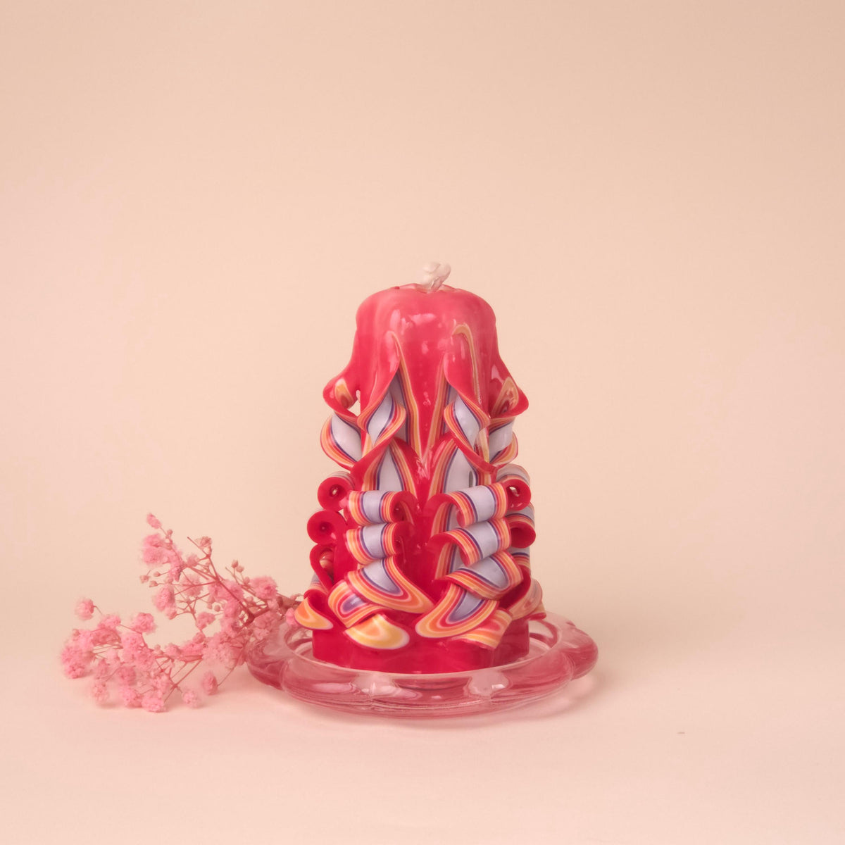 Handgeschnitzte Pyramidenkerzen „Ruby / Pearl“ – geruchlos, Set oder einzeln