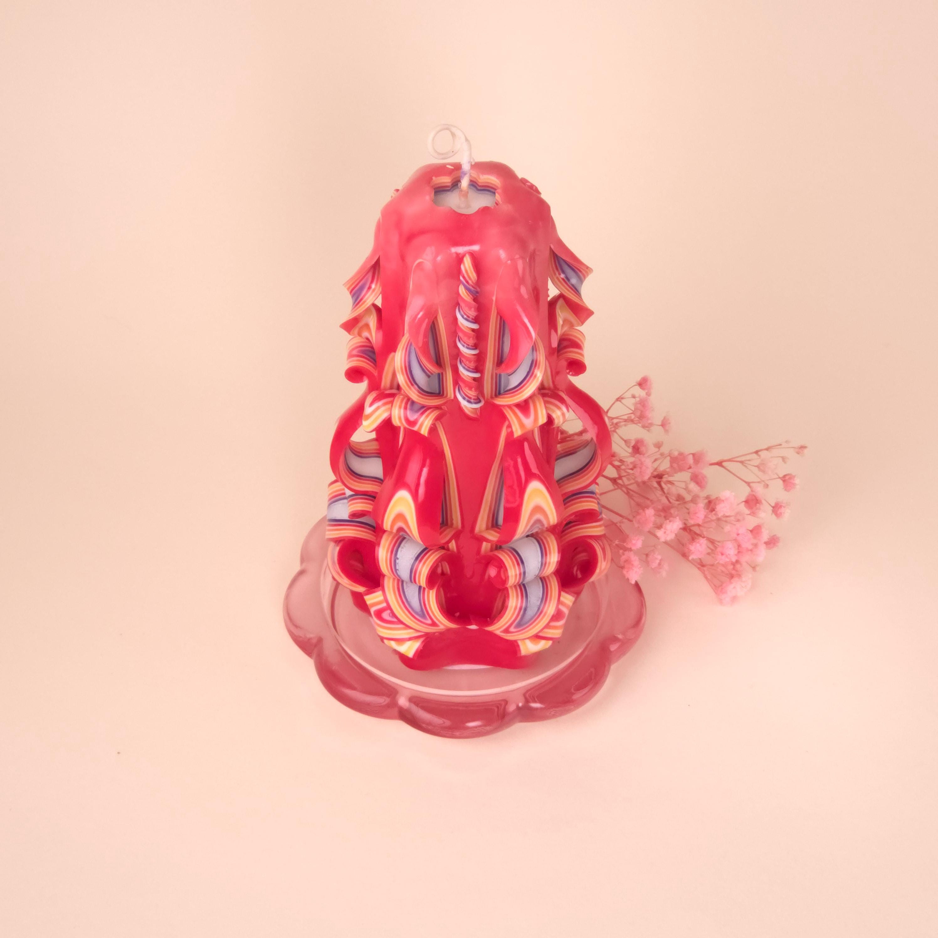 Handgeschnitzte Pyramidenkerzen „Ruby / Pearl“ – geruchlos, Set oder einzeln